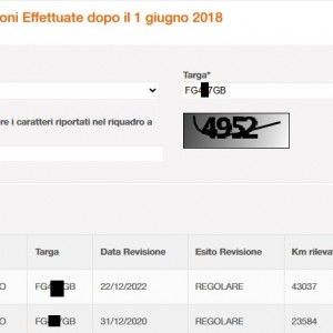 Storico revisioni RENAULT CAPTUR 2016 Targa FG427GB